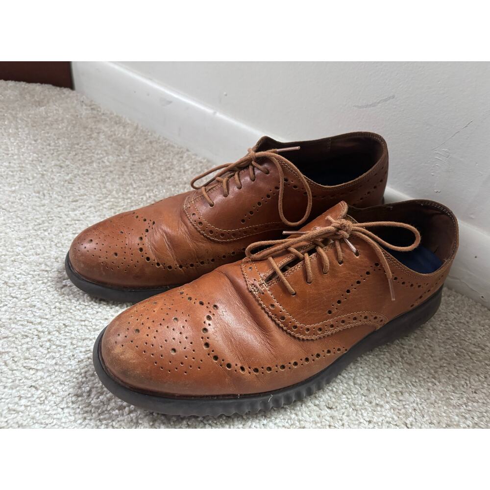 Cole Haan 2.ZERØGRAND Men’s Size 13M Brown Leather Wingtip Oxfords. - Picture 6 of 13
